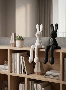 轻奢坐姿长耳兔手工摆件客厅玄关