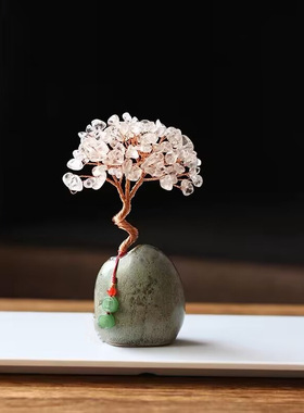 清新复古发财树桌面摆件