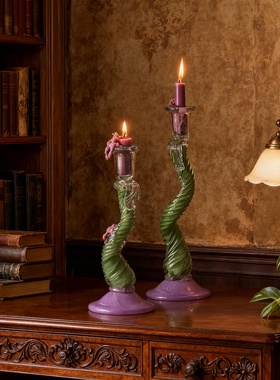 创意玻璃螺旋烛台餐桌装饰摆件