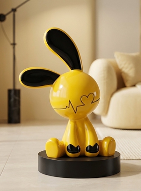 可爱卡通兔子黄色装饰摆件