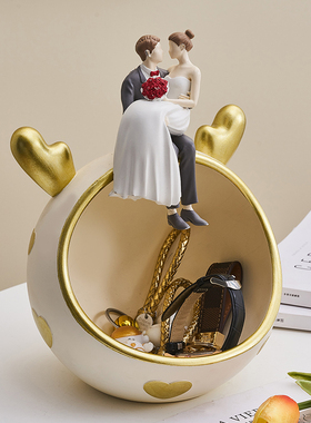 入户玄关钥匙收纳情侣鹿r摆件客厅电视柜前台家居装饰乔迁新居礼