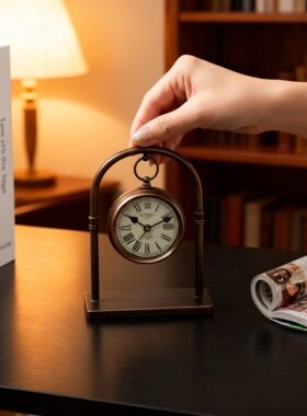 复古铁艺怀表放置架桌面摆件