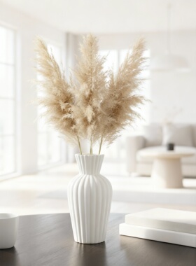 轻奢白色芦苇仿真花瓶客厅摆件
