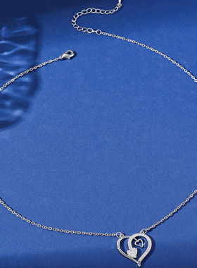 2024新款韩版时尚简约心型项链女长款吊坠高级感饰品现货轻奢