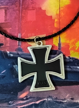 铁十字皮绳项链纪念徽章