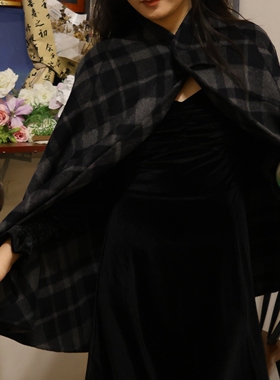 不是破网店现货格纹双面呢大衣女秋冬新款韩版宽松中长款毛呢外套