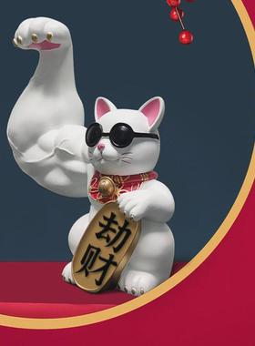 热销臂麒麟招财猫店铺开业送礼肌肉巨臂大力劫财猫大号家居客厅小