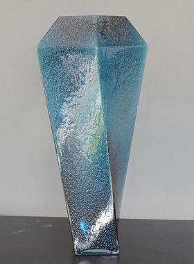 花瓶彩色玻璃创意手工美式乡村派花瓶摆件几何形玻璃本色摆饰