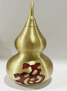 黄铜百福葫芦开盖空心开口福字大中小号客厅办公室桌面工艺品摆件