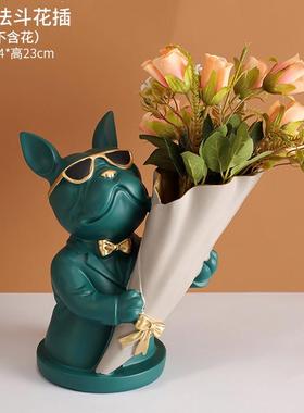 创意法斗犬红酒架摆件小狗托轻奢客厅装饰品餐边柜酒柜酒收纳摆设