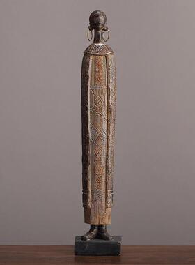 非洲人像艺术女部落摆件复古怀旧风格客厅电视柜酒柜书房桌面摆件