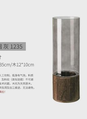 现代简约创意轻奢玻璃花瓶客厅玄关样板房插花装饰品摆件家居花器