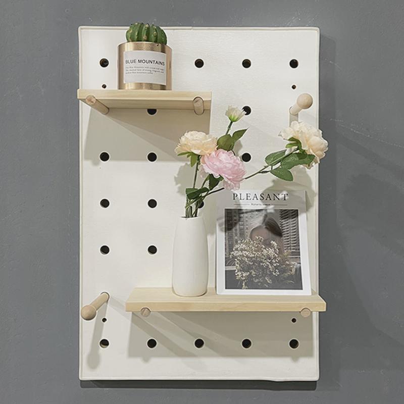 Solid wood hole board custom wall tools wall storage bookshelf decoration wood wall storage rack entrance