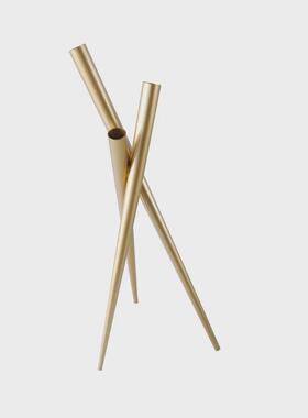 热销现代轻奢金属几何花器花插摆件花圆管金色样板间客厅桌面装饰