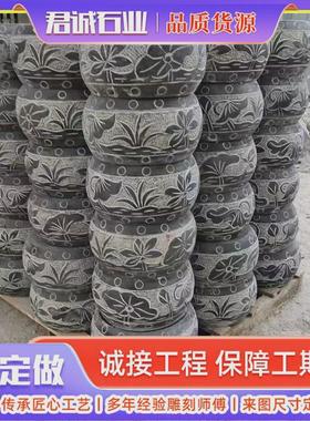 青石古建筑墩石柱庭院顶住柱基石木柱底座圆石墩石雕柱墩石