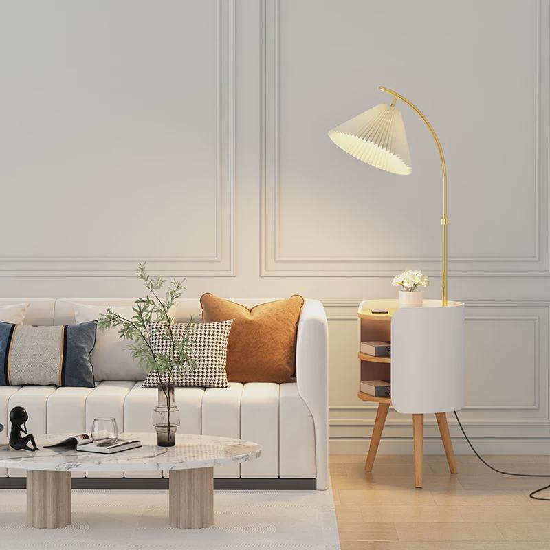 床头柜落地灯卧室客厅高级感奶油原木风沙发边几置物台灯一体,淘宝优惠券,粉丝福利购,淘宝优惠卷