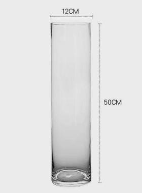 大花瓶大口径玻璃花瓶宽口透明广口敞口大口高款超高50阔口超大