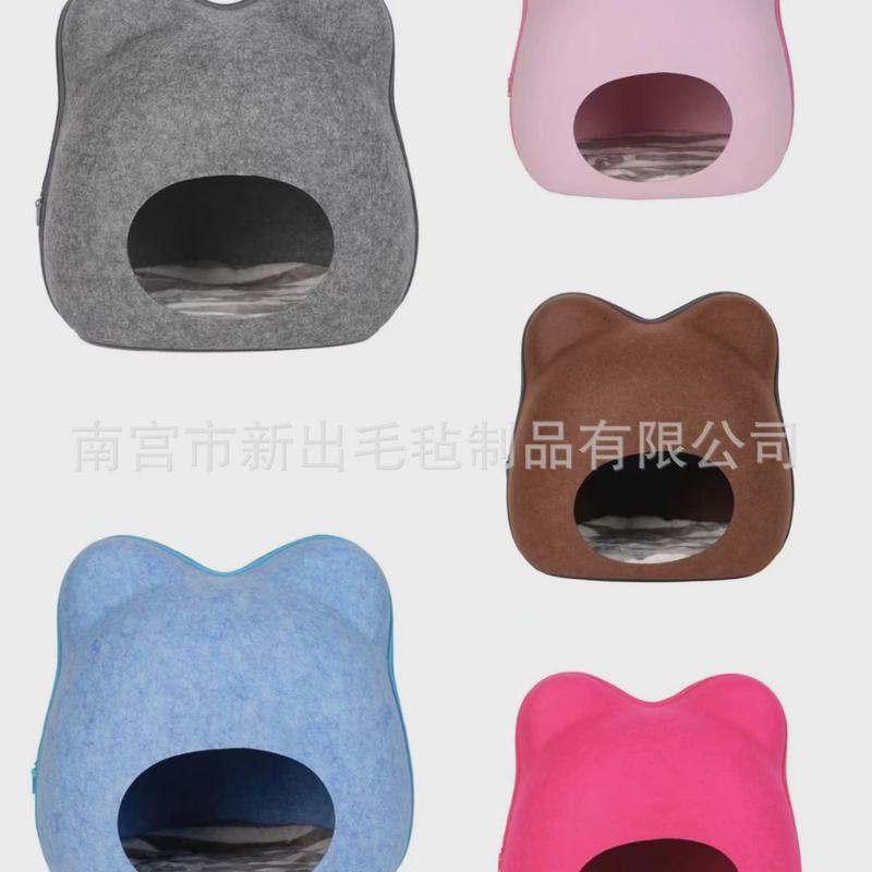 网红半封闭卡通头式毛毡猫床可拆洗创意造型四季通用猫猫窝猫窝狗 - 图2