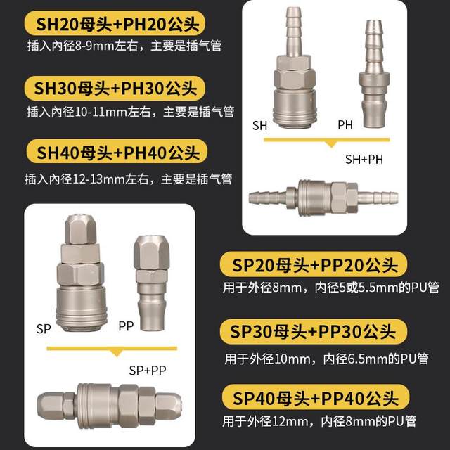 C-type self-locking quick connector male and female head tracheal quick insertion air compressor air pump air pipe docking pneumatic tool accessories