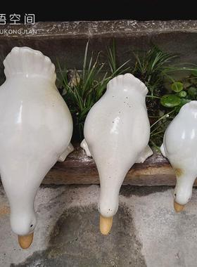 创意陶瓷田园风吸水鸭子鱼缸装饰品配件阳台庭院石槽水池造景摆件