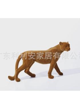 现代简约创意树脂工艺品金钱豹子动物摆件客厅办公室桌面装饰品