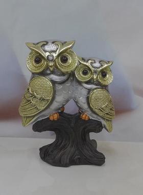 热销跨境树脂猫头鹰摆件仿真动物美式工艺品家居装饰客厅玄关书柜