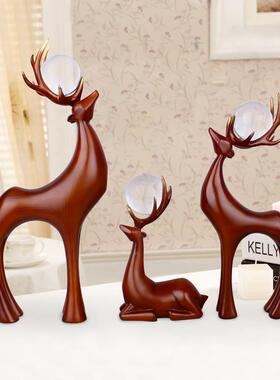 树脂工艺品三只风格欧式招宝鹿摆件创意客厅电视柜家居装饰品摆设