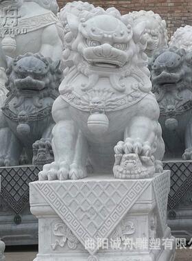 石狮子石雕摆件一对精工公司天然会所门口酒店石材青石石狮子