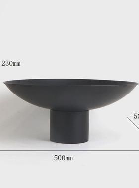 装饰铁艺圆形新中式果盘花器摆件样版房间茶几酒店售楼处软装饰品
