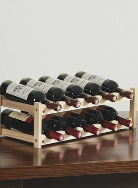 家用红酒架摆件收纳层架葡萄酒瓶置物架子酒柜酒格红酒柜展示架