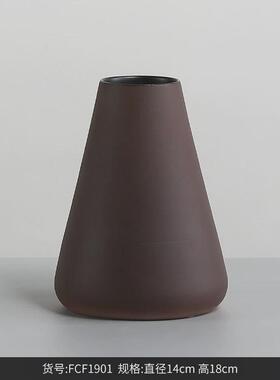 博西家居莫兰迪锥形杯型餐桌客厅陶瓷花瓶摆件样板房直筒插花器