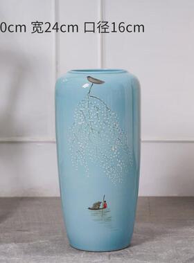 景德镇陶瓷落地大花瓶摆件新中式手绘客厅家居装饰插花花瓶