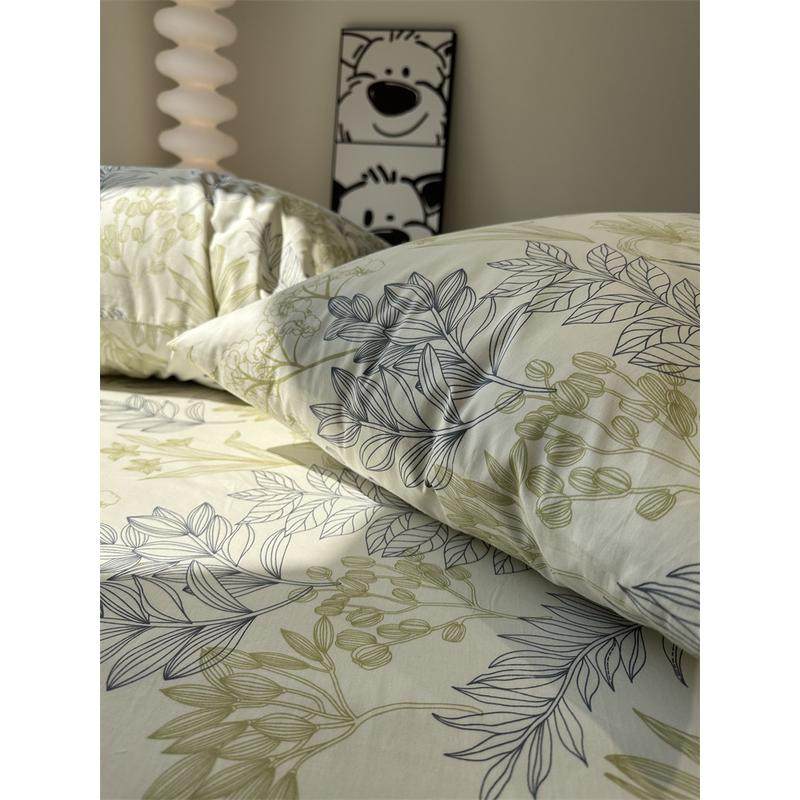 绿色田园风纯棉全棉床笠床单单件1.35公寓宿舍床罩单品保护套枕套,淘宝优惠券,粉丝福利购,淘宝优惠卷