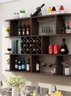 网红壁挂柜式酒架现代简约墙上置物架菱形酒格餐厅挂壁挂酒酒柜红