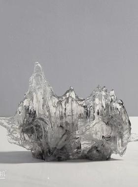 新中式水墨山意境工厂会所酒店样板房关玄软装饰品摆件售楼处直销