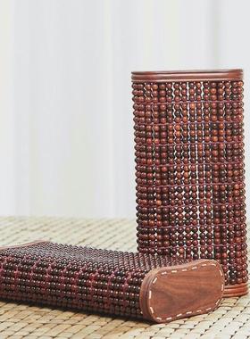 小叶紫檀单人透气枕头红木中式木珠枕头套装送礼收藏床上用品实木