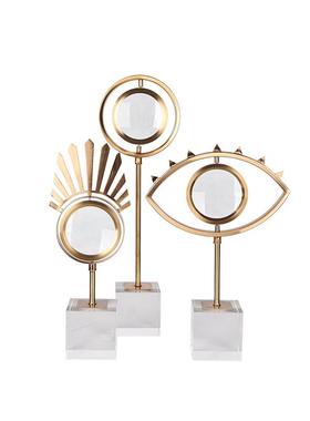 热销轻奢样板房高眼型铁艺摆件电镀拉丝摆件透玻璃防锈防潮家居摆