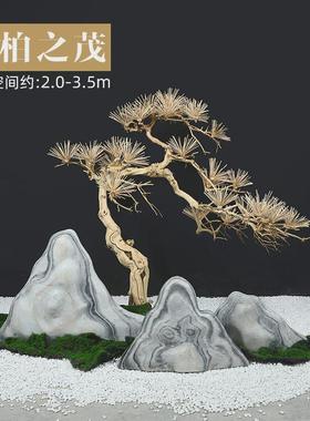 od59室内雪浪石切片石景观石组合天然大理石泰山石假山仿真迎客松