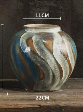 美式花瓶客厅插干花复古酒店玄关家居陶瓷瓷器器陶罐粗陶坛子摆件