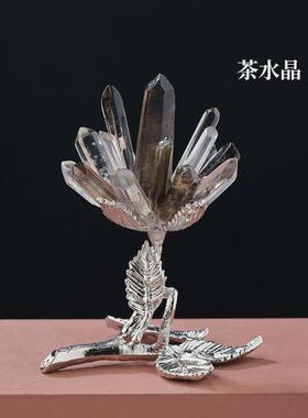 天然白水晶簇花摆件白水晶单晶体diy花树跨境家居装饰工艺品摆设
