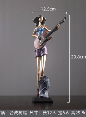 桌面乐器树脂工艺品摆件家居装饰办公室电视柜房间创意复古小摆设