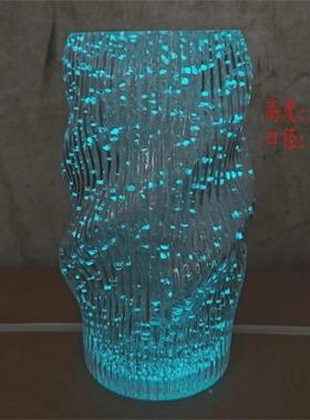 现代轻奢手工玻璃手提发光包包网红荧光玻璃花瓶桌面水培插花摆件