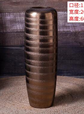 景德镇陶瓷粗陶花瓶摆件家居装饰品中式客厅花盆瓷器插花陶罐落地