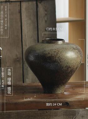 禅意复古客厅民宿陶瓷花瓶餐厅样板间新款居家装饰摆件陶罐坛子缸
