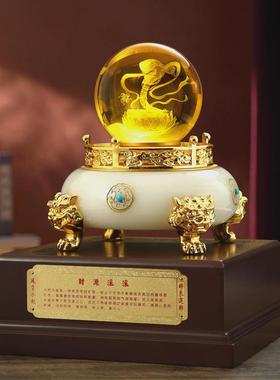 聚宝盆摆件琉璃玉水晶球创意工艺品公司乔迁开业礼品办公室装饰品