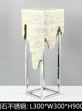 轻奢摆件大理石雕塑摆台基座客厅电视柜旁落艺术玄关地展示台底座