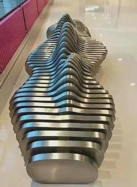 户外不锈钢创意造型异形长椅坐凳雕塑定制铁艺金属玻璃钢商场座椅