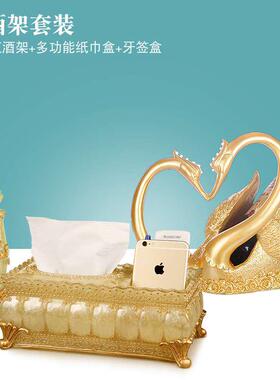 欧式创意红酒架摆件现代高档酒瓶酒柜装饰品北欧风客厅家用轻奢架