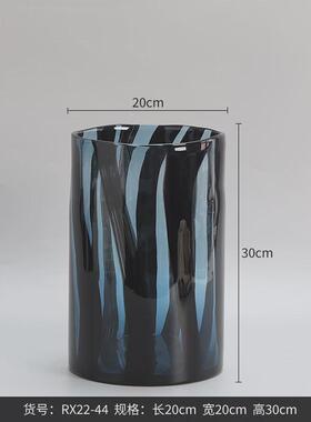 博西家居彩色客厅花瓶高档直筒轻奢玻璃花器家居软装饰品水墨