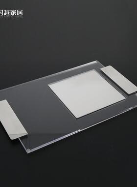 现代简约长方形亚克力金属收纳托盘饰品样板间客厅茶几软装售楼处